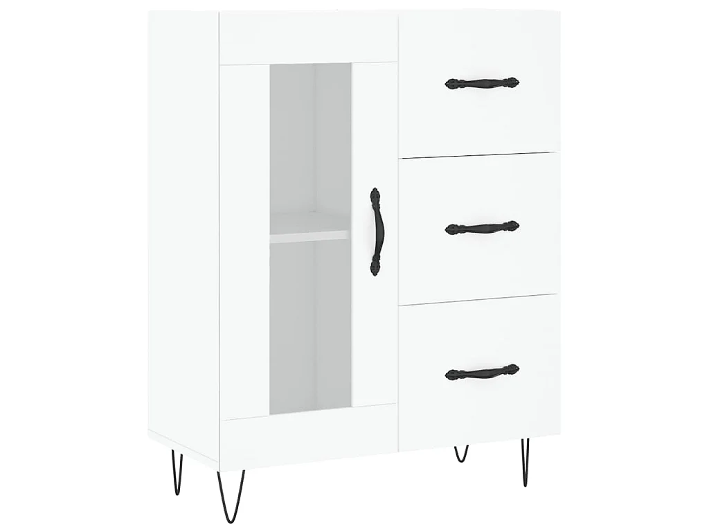 Hoge kast 69,5x34x180 cm bewerkt hout wit