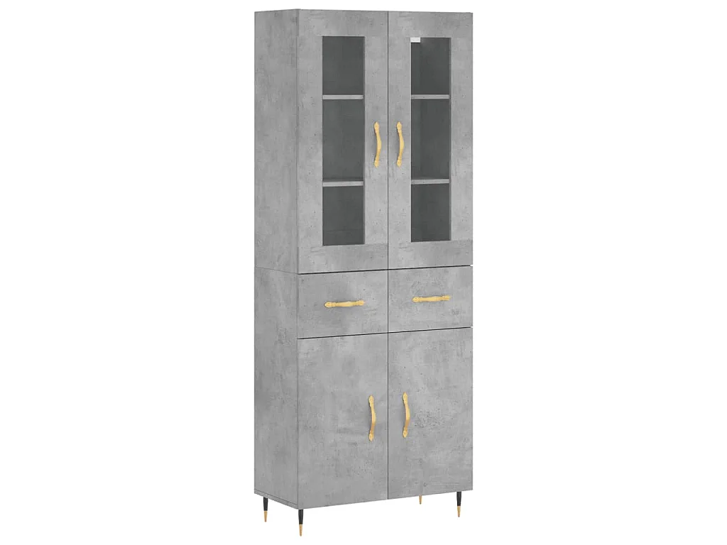 Buffet haut Gris béton 69,5x34x180 cm Bois d'ingénierie
