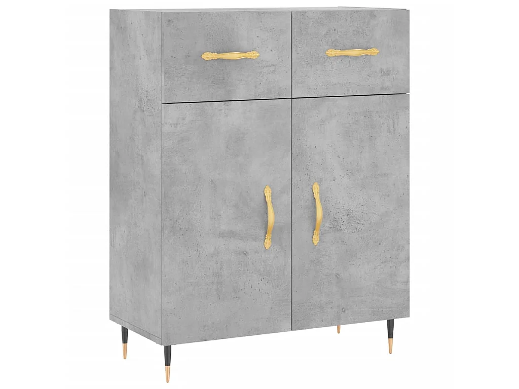 Buffet haut Gris béton 69,5x34x180 cm Bois d'ingénierie