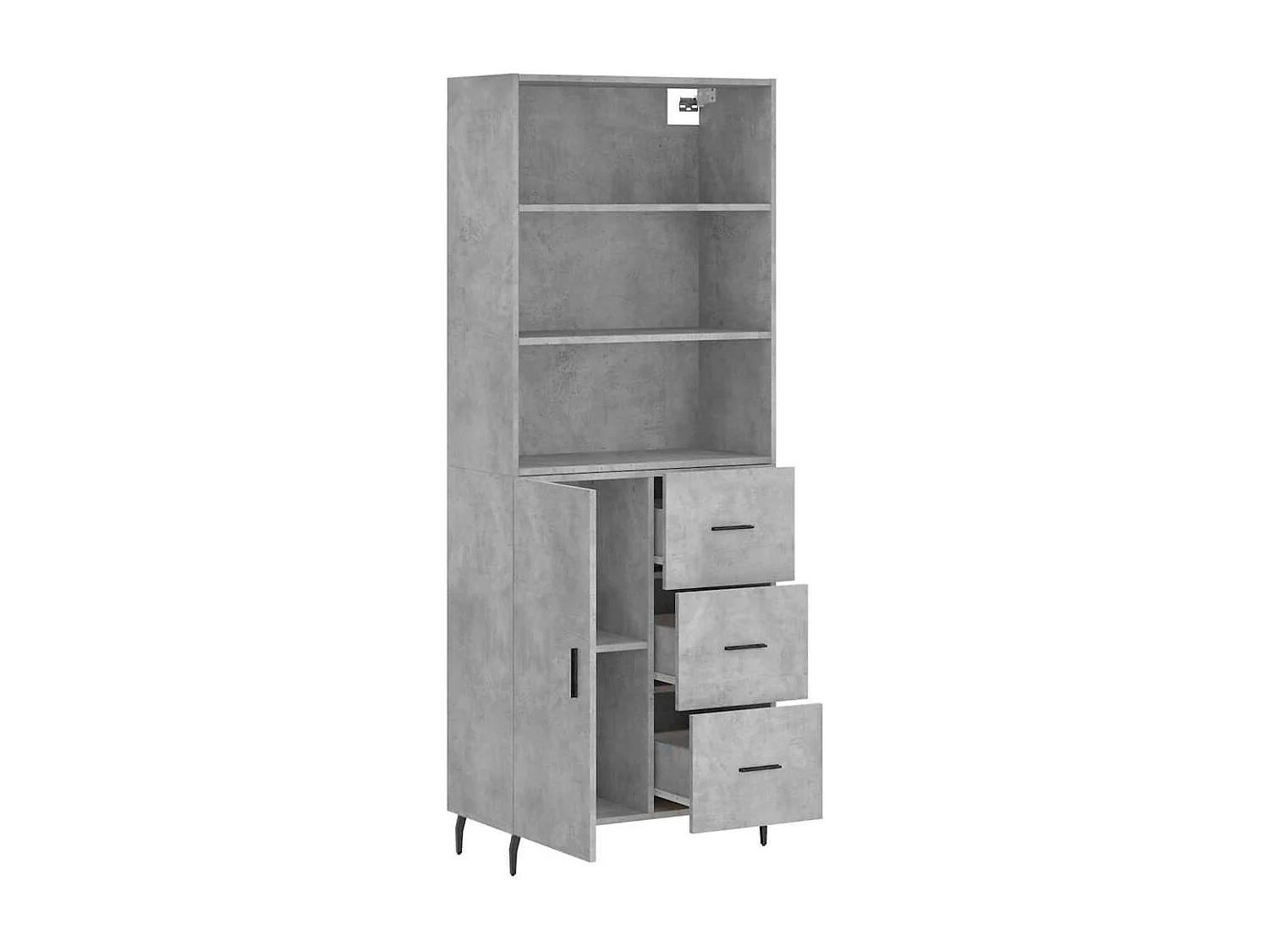 Buffet haut Gris béton 69,5x34x180 cm Bois d'ingénierie