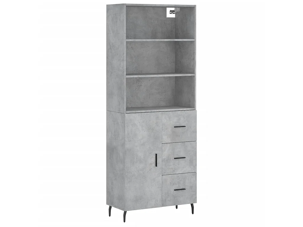 Buffet haut Gris béton 69,5x34x180 cm Bois d'ingénierie