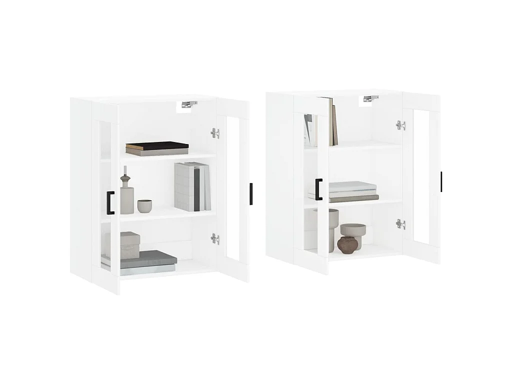 Armoires murales 2 pcs blanc bois d'ingénierie