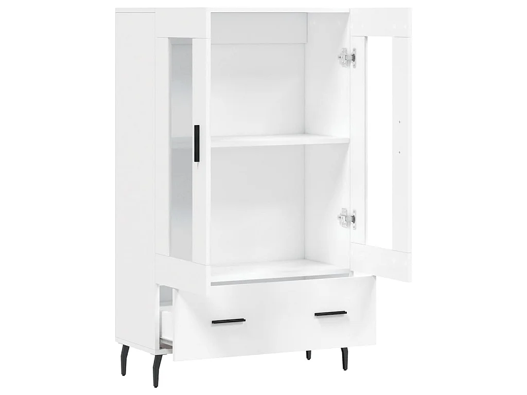 Hoge kast 69,5x31x115 cm bewerkt hout wit