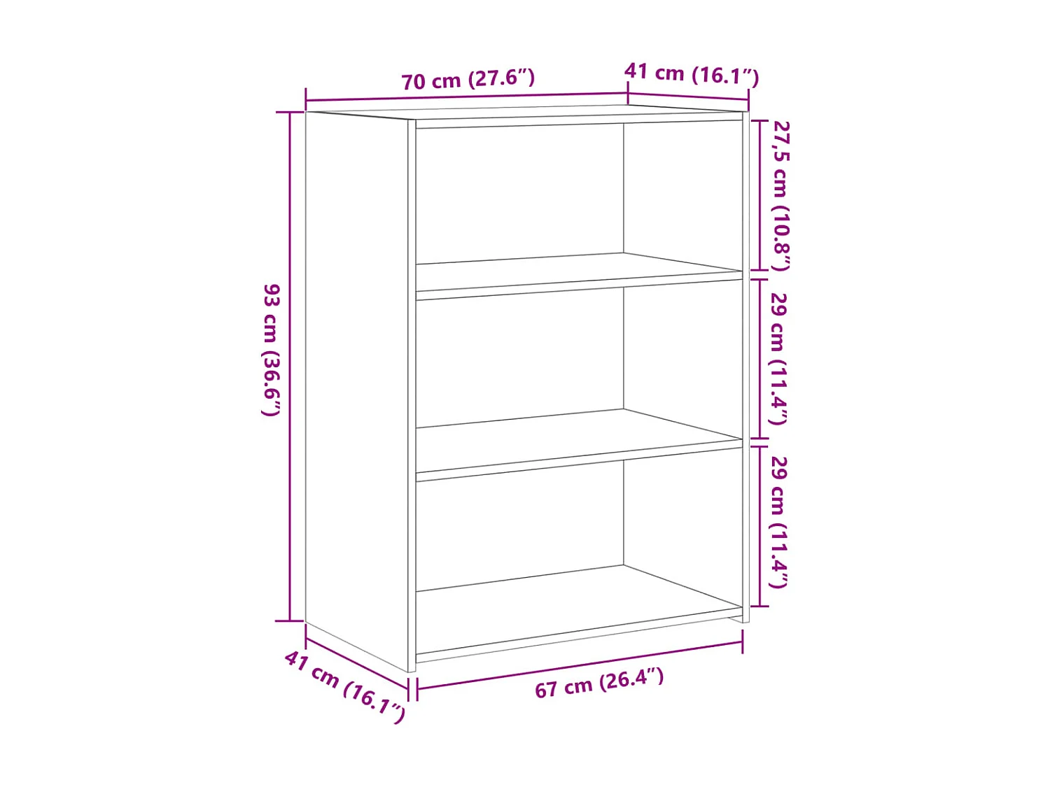 Buffet sonoma gris 70x41x93 cm bois d'ingénierie
