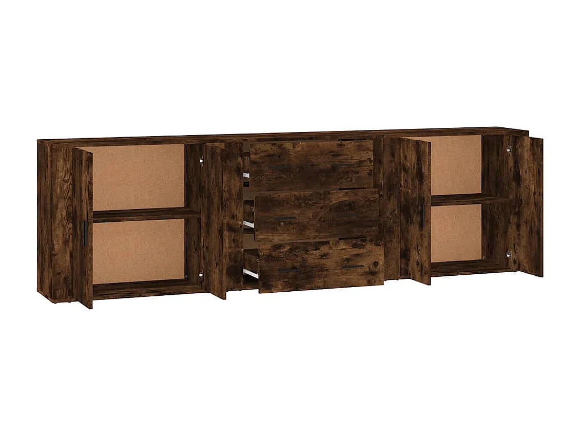 Buffets 3 pcs Chêne fumé Bois d'ingénierie