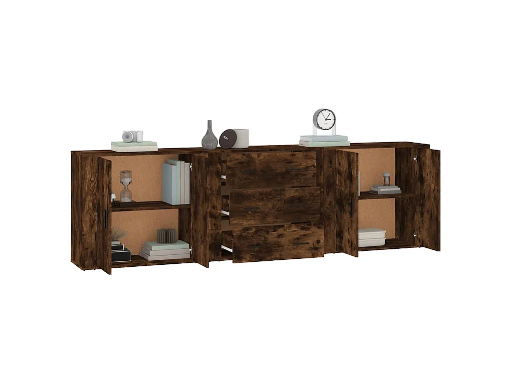 Sideboards 3 Stk. Räuchereiche Holzwerkstoff