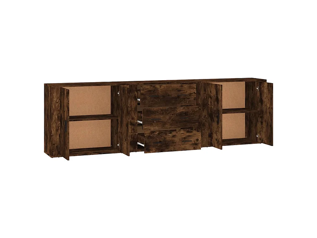 Sideboards 3 Stk. Räuchereiche Holzwerkstoff