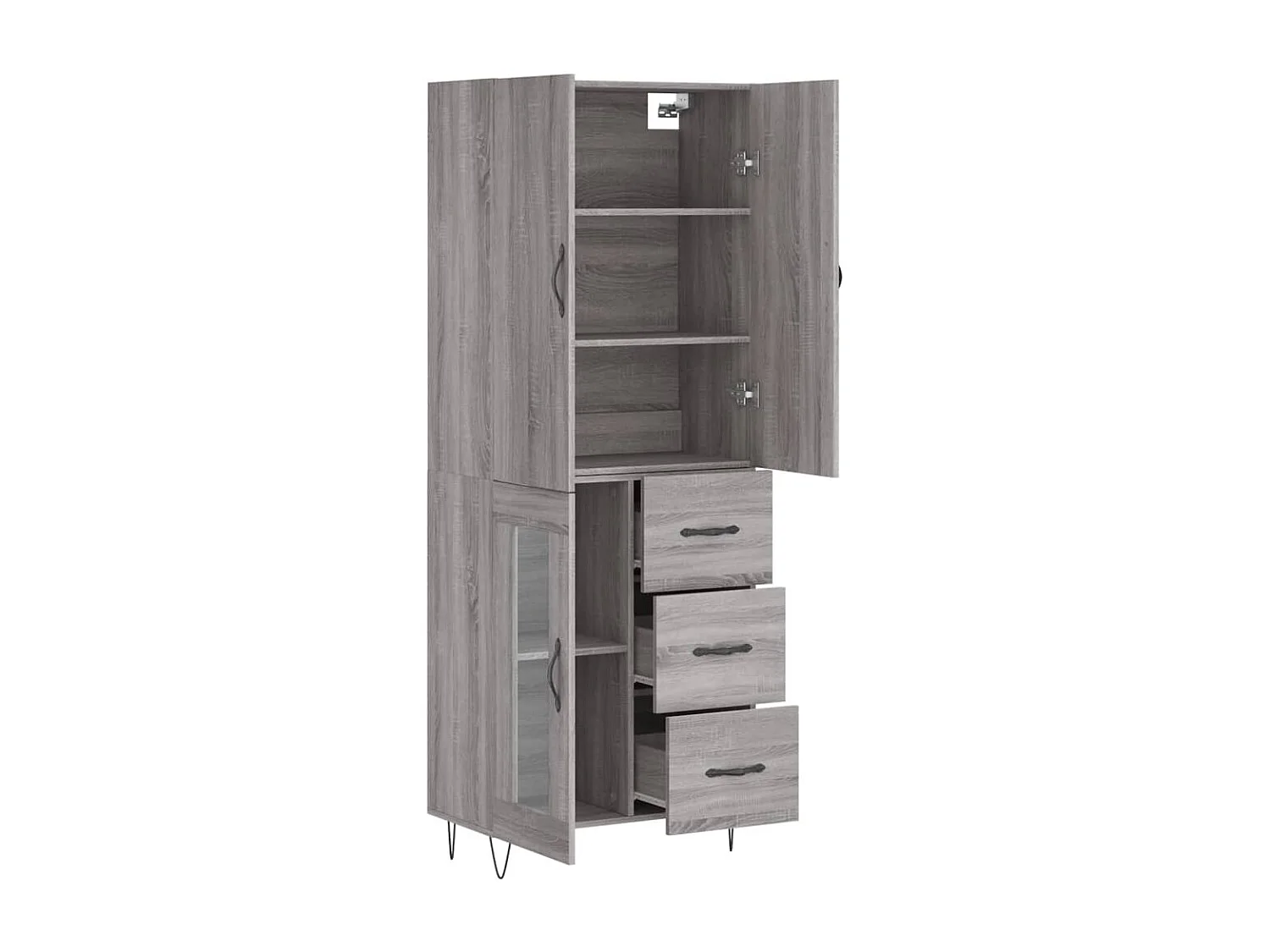 Buffet haut Sonoma gris 69,5x34x180 cm Bois d'ingénierie