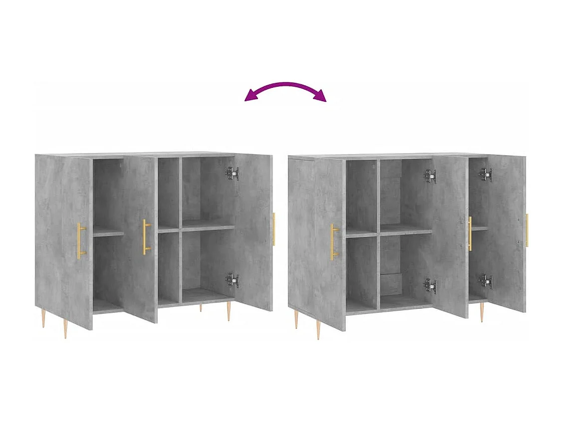 Buffet gris béton 90x34x80 cm bois d'ingénierie