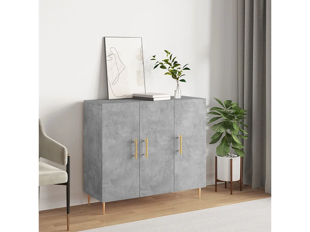 Buffet gris béton 90x34x80 cm bois d'ingénierie