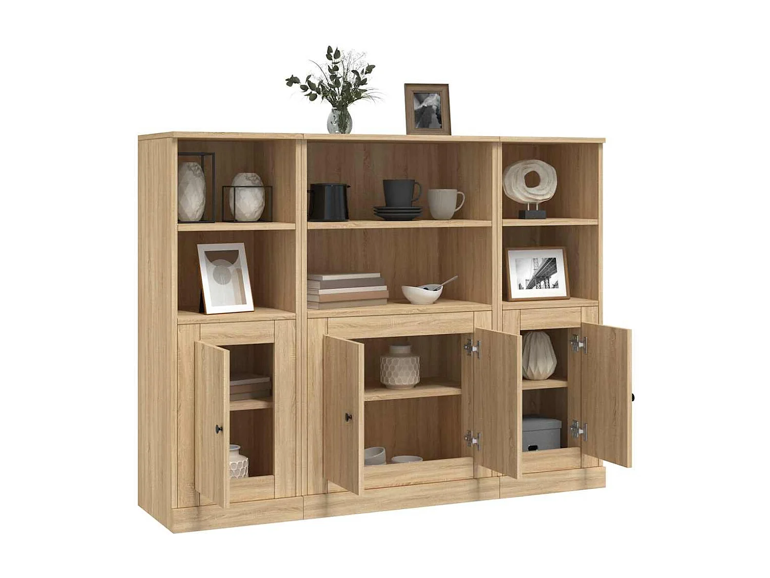 Buffets 3 pcs chêne sonoma bois d'ingénierie