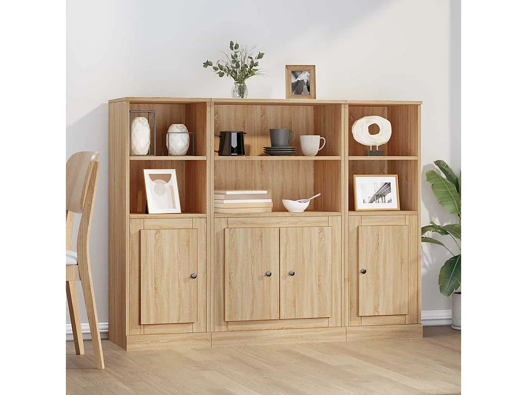 Buffets 3 pcs chêne sonoma bois d'ingénierie