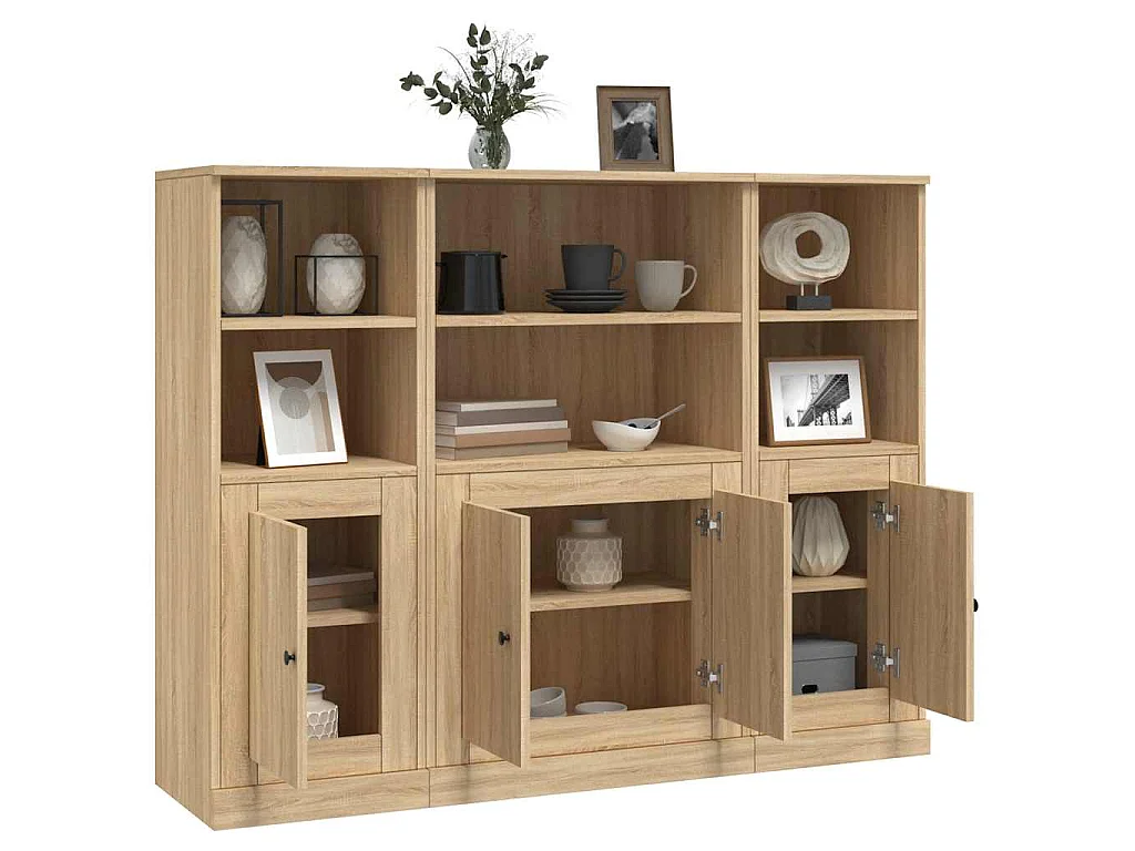 Buffets 3 pcs chêne sonoma bois d'ingénierie