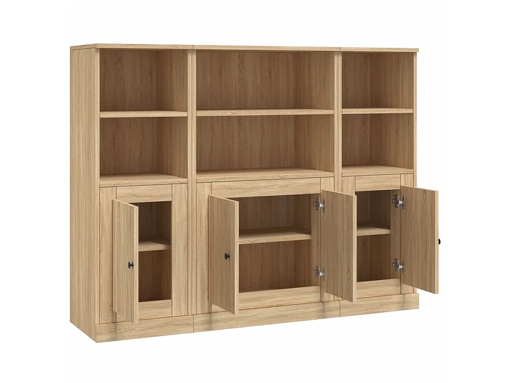 Buffets 3 pcs chêne sonoma bois d'ingénierie