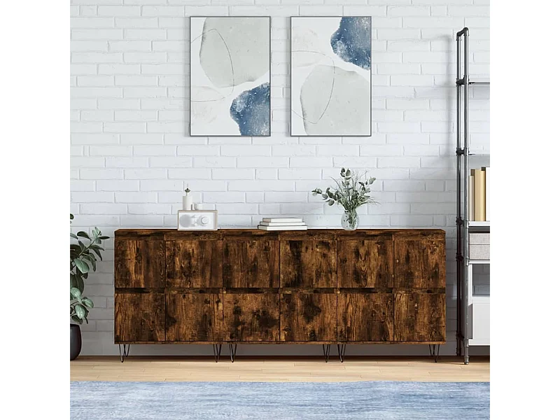 Buffets 3 pcs Chêne fumé Bois d'ingénierie