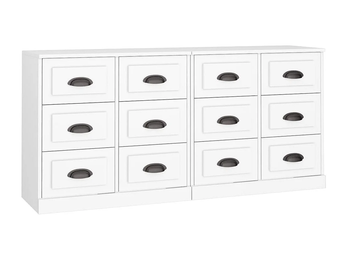 Buffets 2 pcs blanc bois d'ingénierie