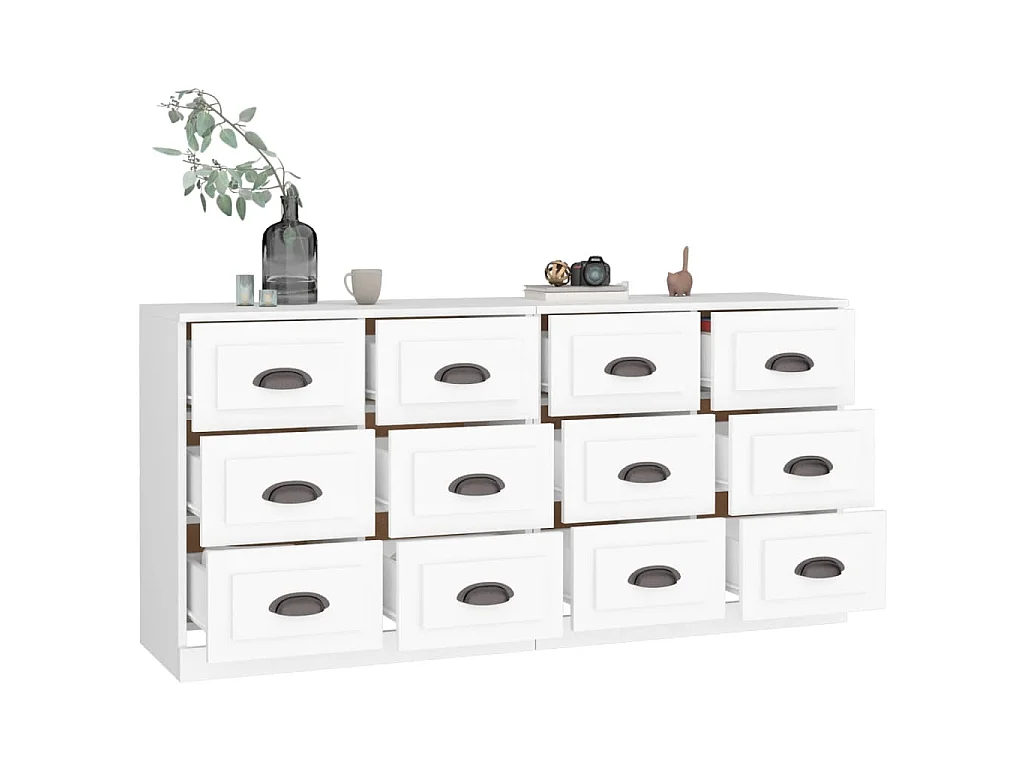 Buffets 2 pcs blanc bois d'ingénierie