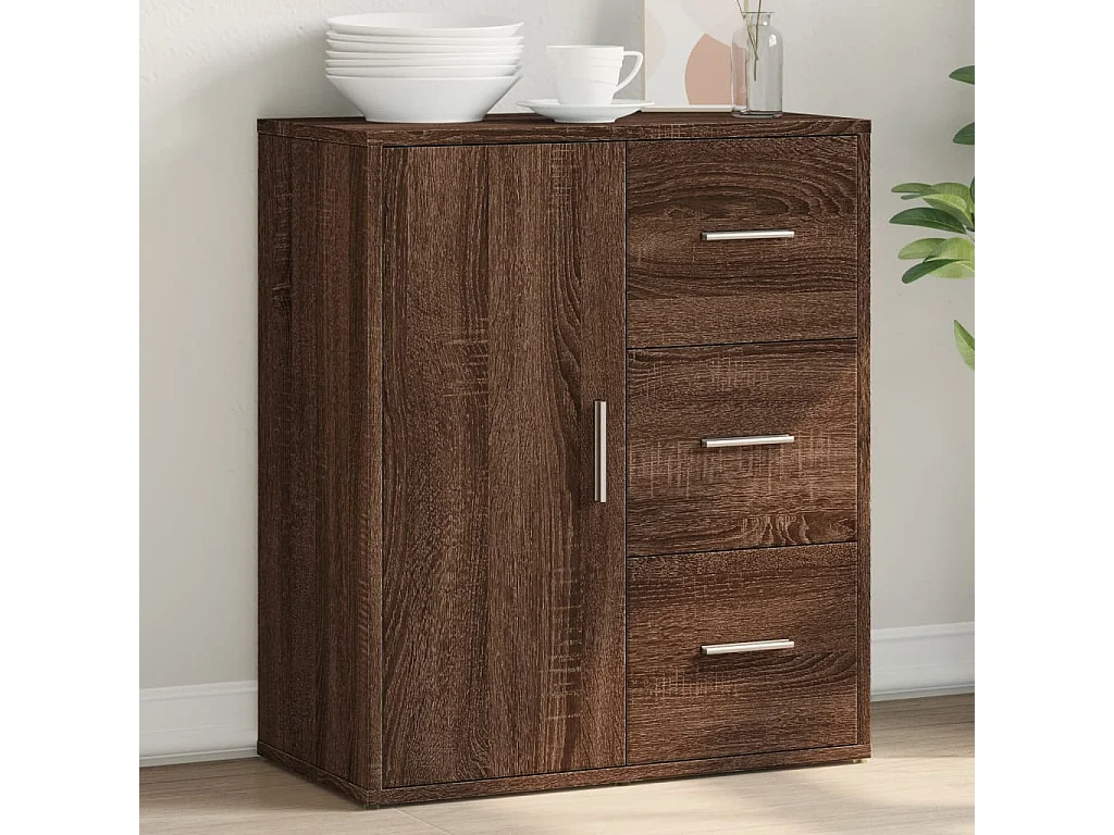 Credenza Rovere Marrone 60x31x70 cm in Legno Multistrato
