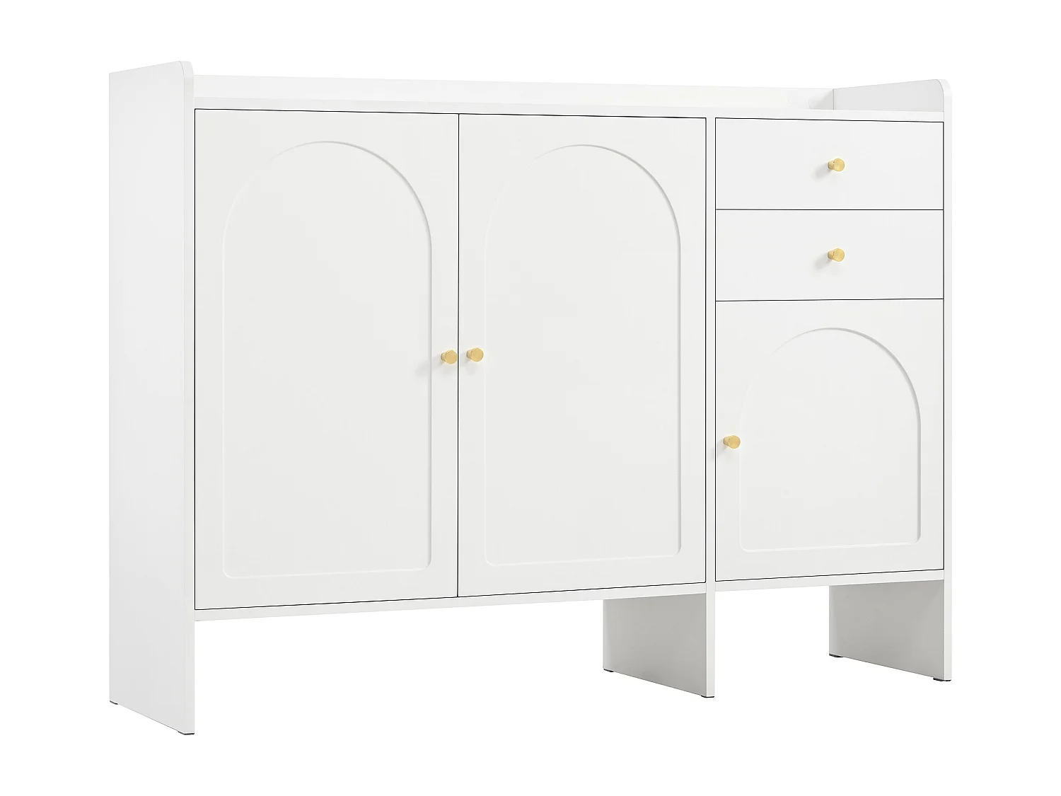 Meuble à chaussures moderne - 120 x 35 x 90 cm - avec 3 portes + 2 tiroirs - pour entrée/hall d'entrée - MDF - blanc