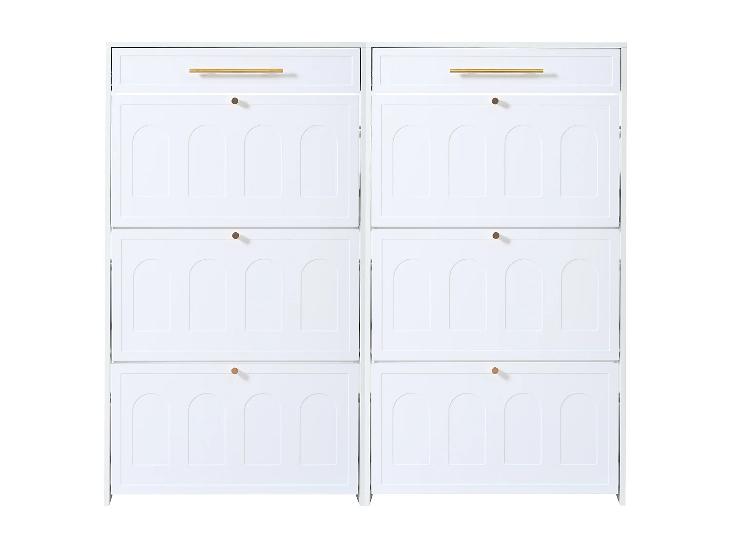 2 Meuble à chaussures moderne - 2 x 70 x 25 x 123.5 cm - avec 6 compartiments + 1 tiroir - pour entrée et salon - MDF - blanc