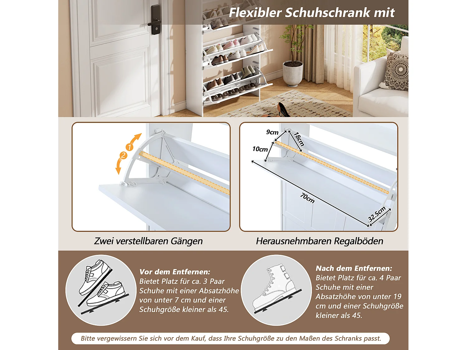 2 Meuble à chaussures moderne - 2 x 70 x 25 x 120 cm - avec 6 compartiments - pour les entrées et salons - MDF - blanc