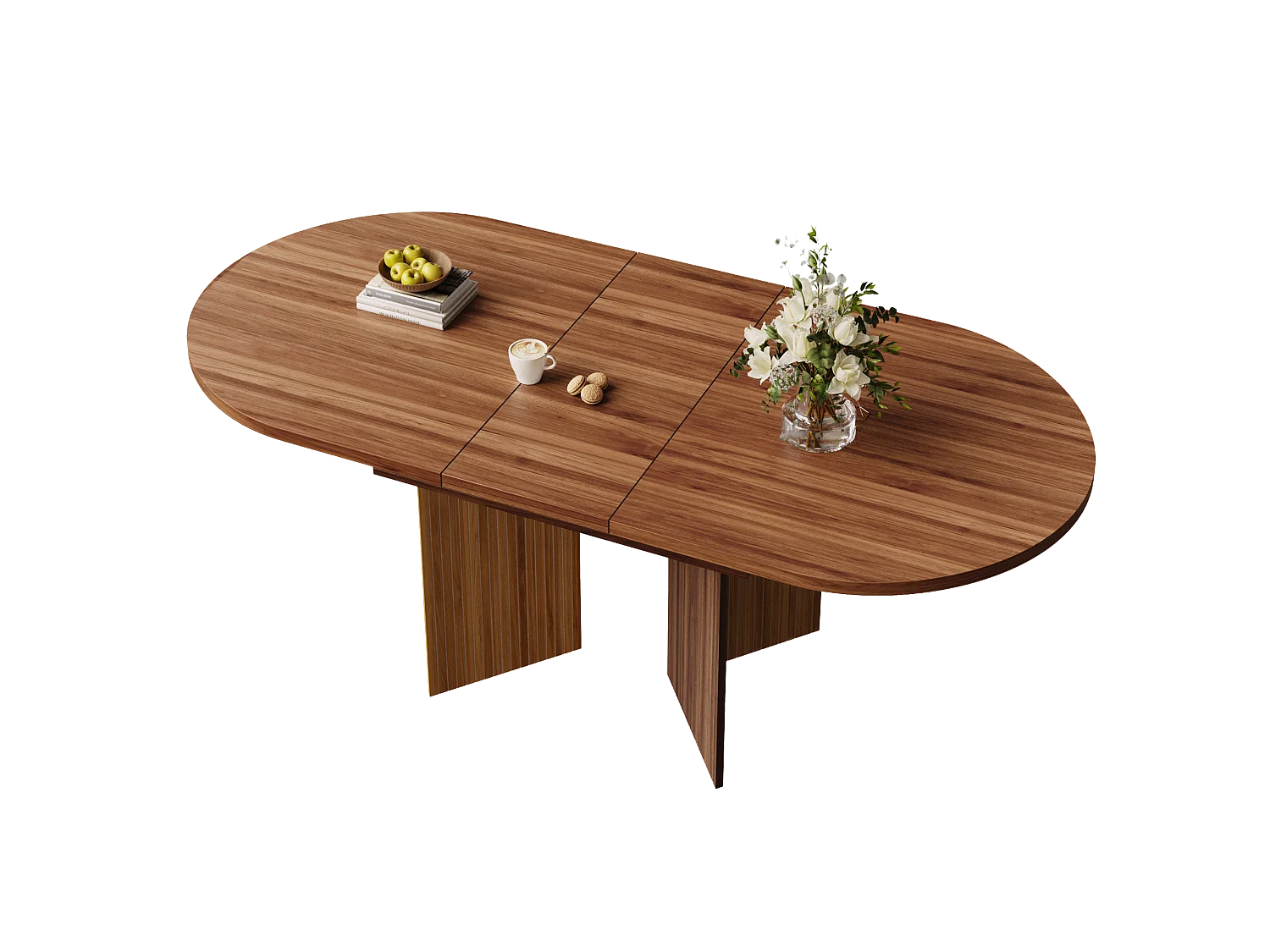 Uitschuifbare eettafel - 120/160 x 80 x 75 cm - voor 4 tot 6 personen - eenvoudige stijl - met opbergruimte - MDF - bruin