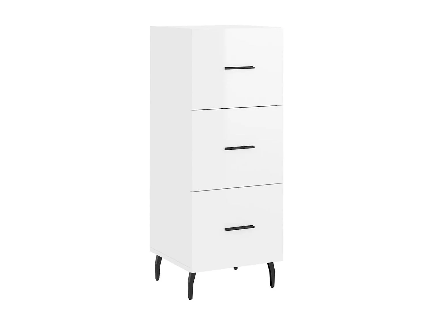Credenza Bianco Lucido 34,5x34x90 cm in Legno Multistrato