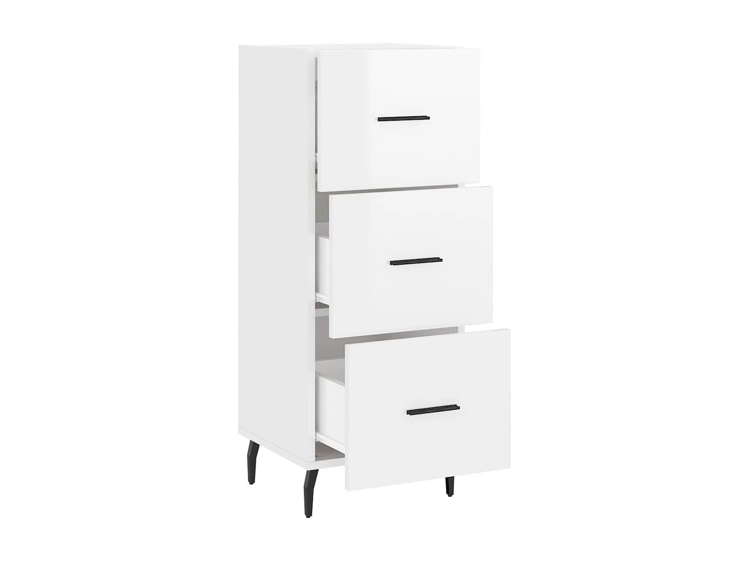 Credenza Bianco Lucido 34,5x34x90 cm in Legno Multistrato