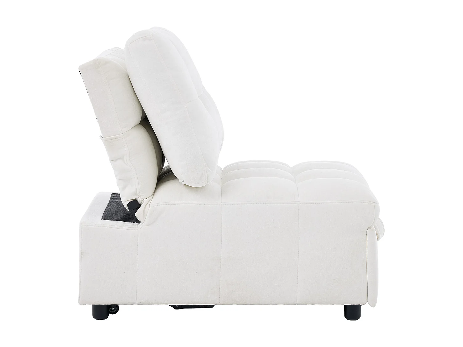 Canapé-lit convertible - 68 x 95 x 76 cm - avec dossier réglable + profondeur d'assise ajustable  - tissu - blanc