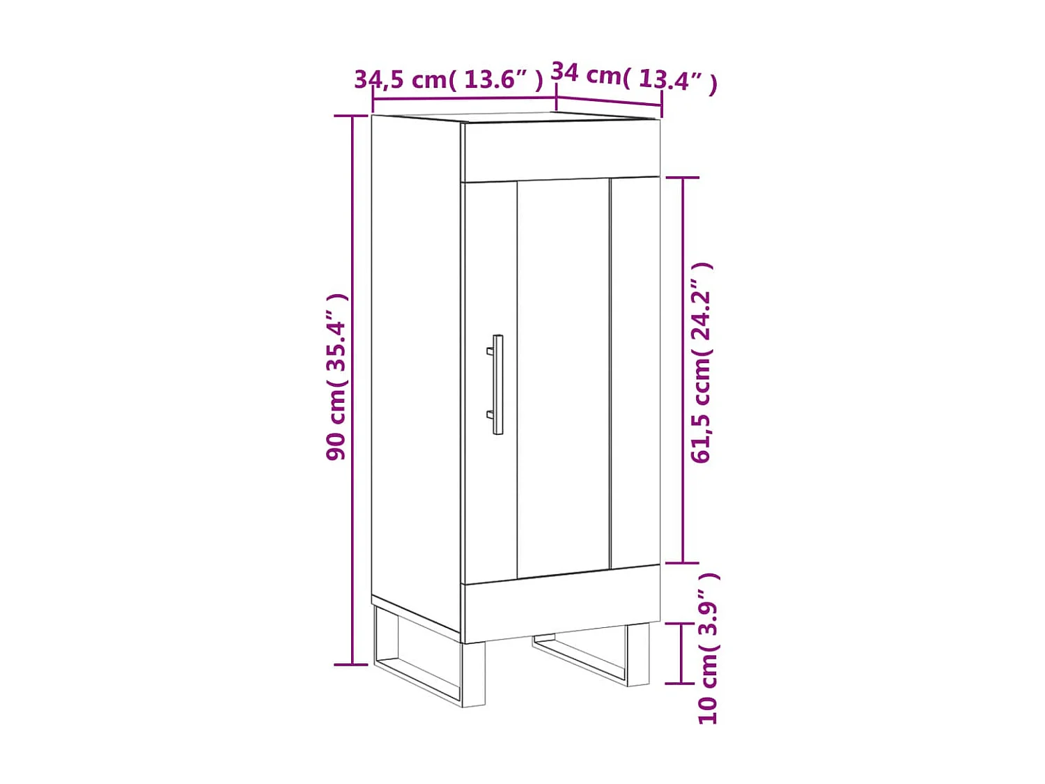 Buffet Sonoma gris 34,5x34x90 cm Bois d'ingénierie