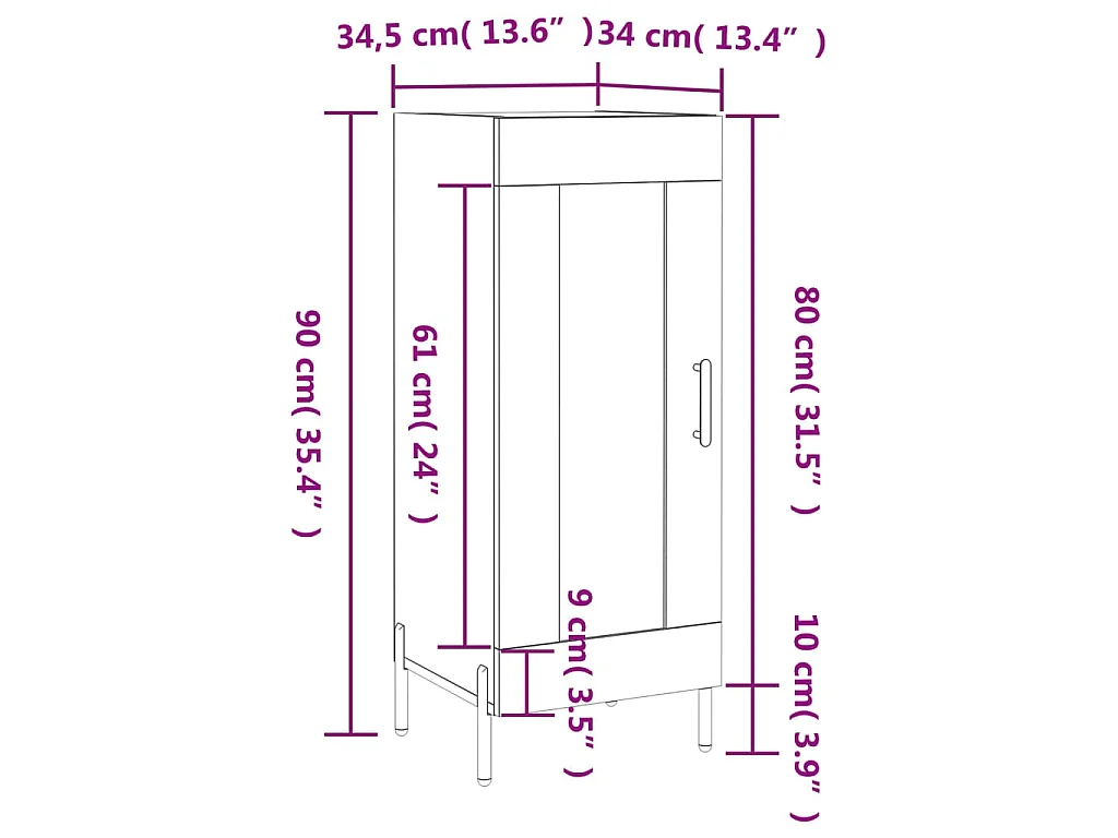 Buffet Chêne marron 34,5x34x90 cm Bois d'ingénierie