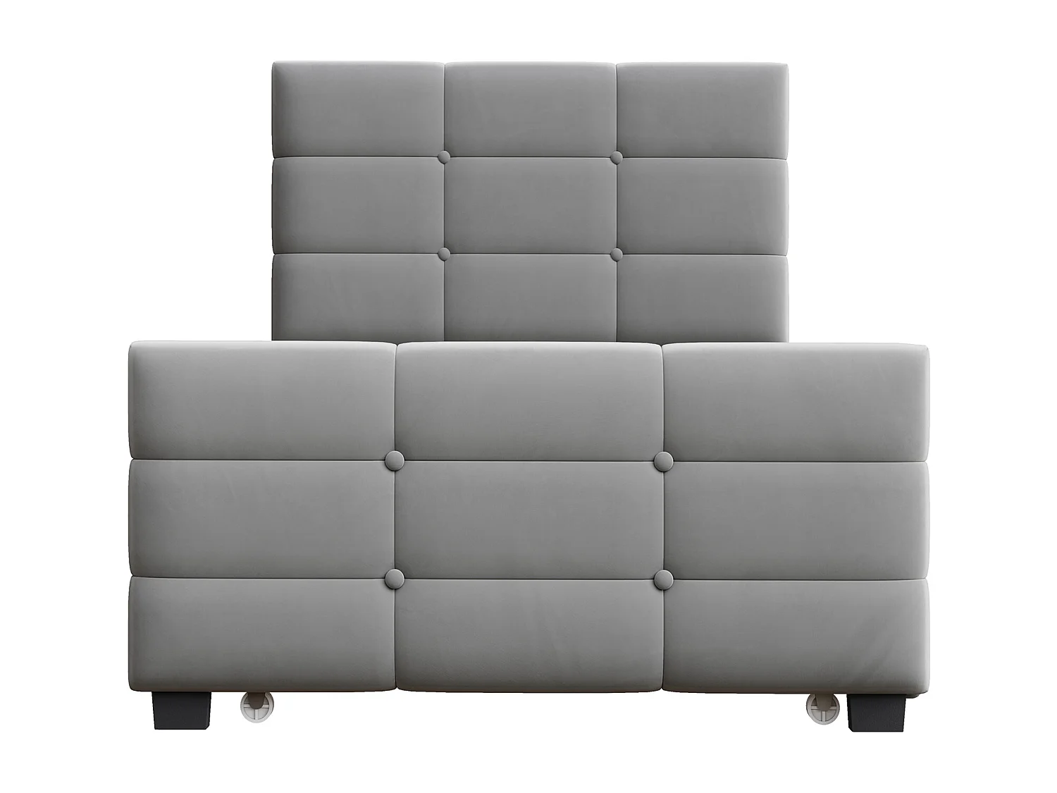 Letto imbottito per bambini - 90 x 190 cm - con letto estraibile 90 x 190 + testiera - MDF + Metallo + Velluto - grigio