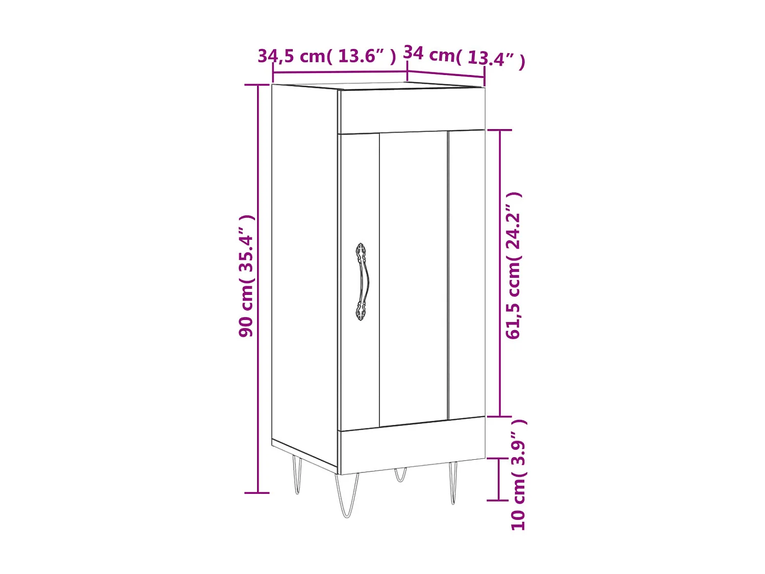 Buffet Blanc brillant 34,5x34x90 cm Bois d'ingénierie