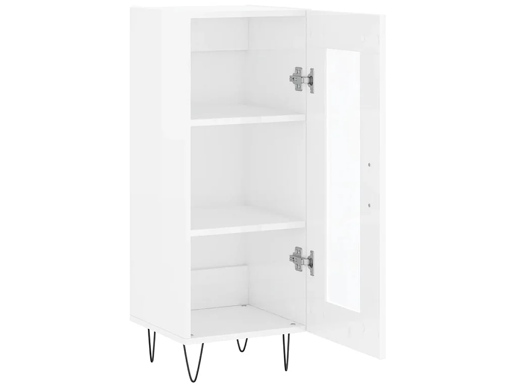 Buffet Blanc brillant 34,5x34x90 cm Bois d'ingénierie