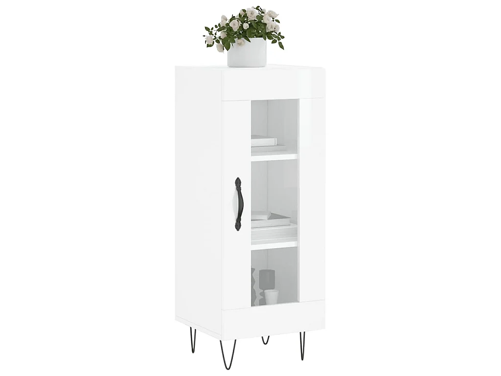 Buffet Blanc brillant 34,5x34x90 cm Bois d'ingénierie