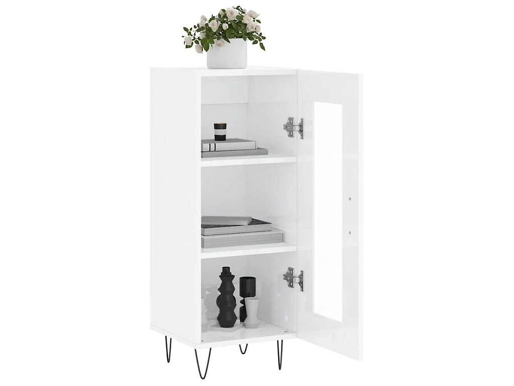 Buffet Blanc brillant 34,5x34x90 cm Bois d'ingénierie