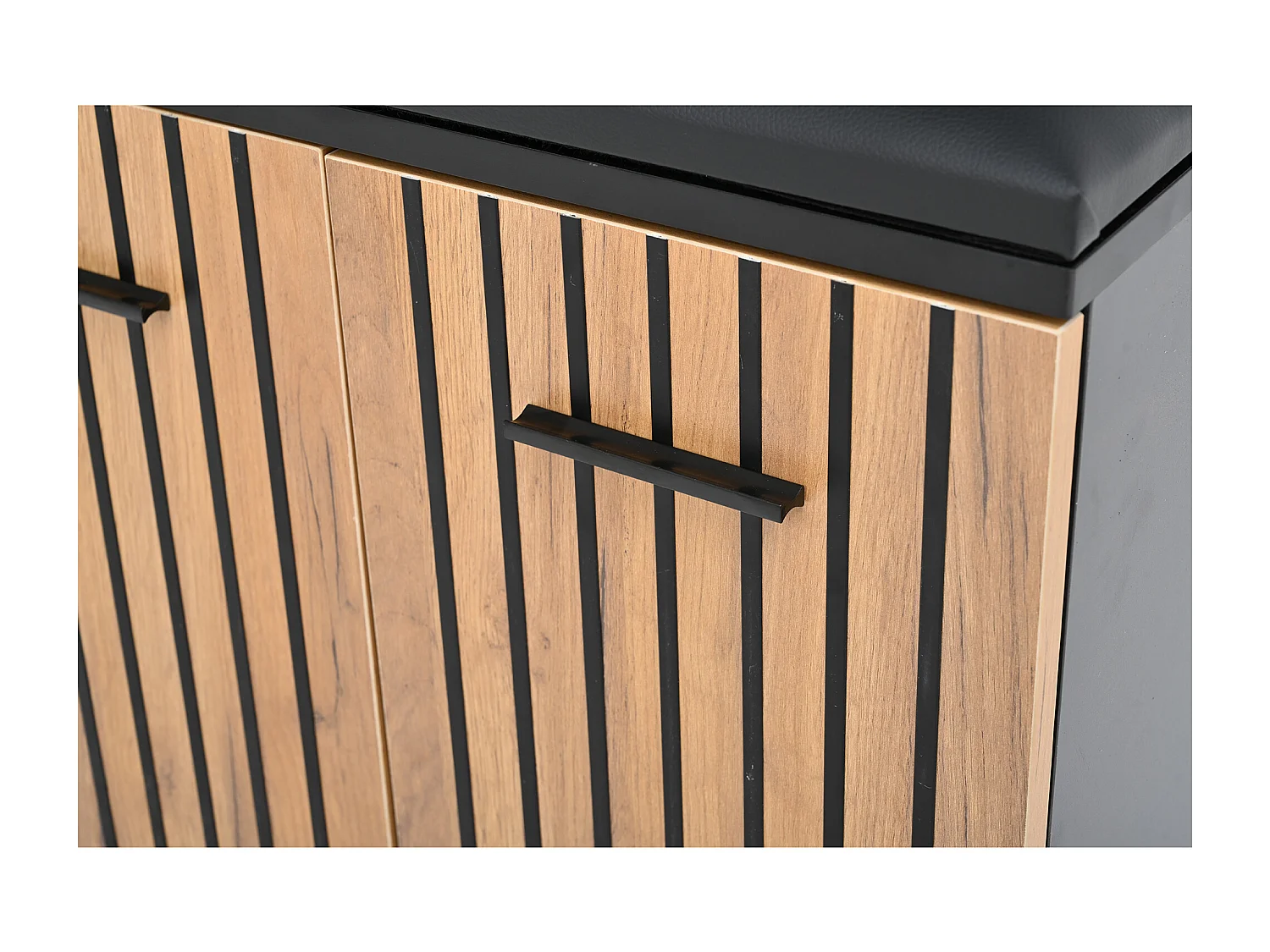 Kledingkast met 2 haken - 80 x 35 x 175 cm - met schoenenbankje + kast + 1 lade - spaanplaat - zwart