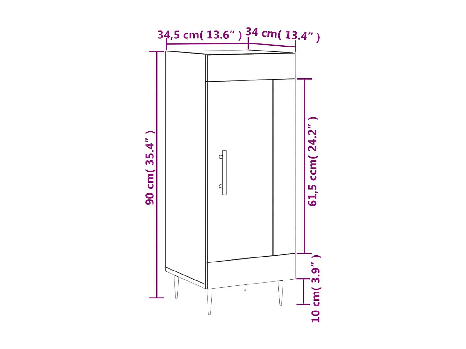 Buffet Blanc brillant 34,5x34x90 cm Bois d'ingénierie