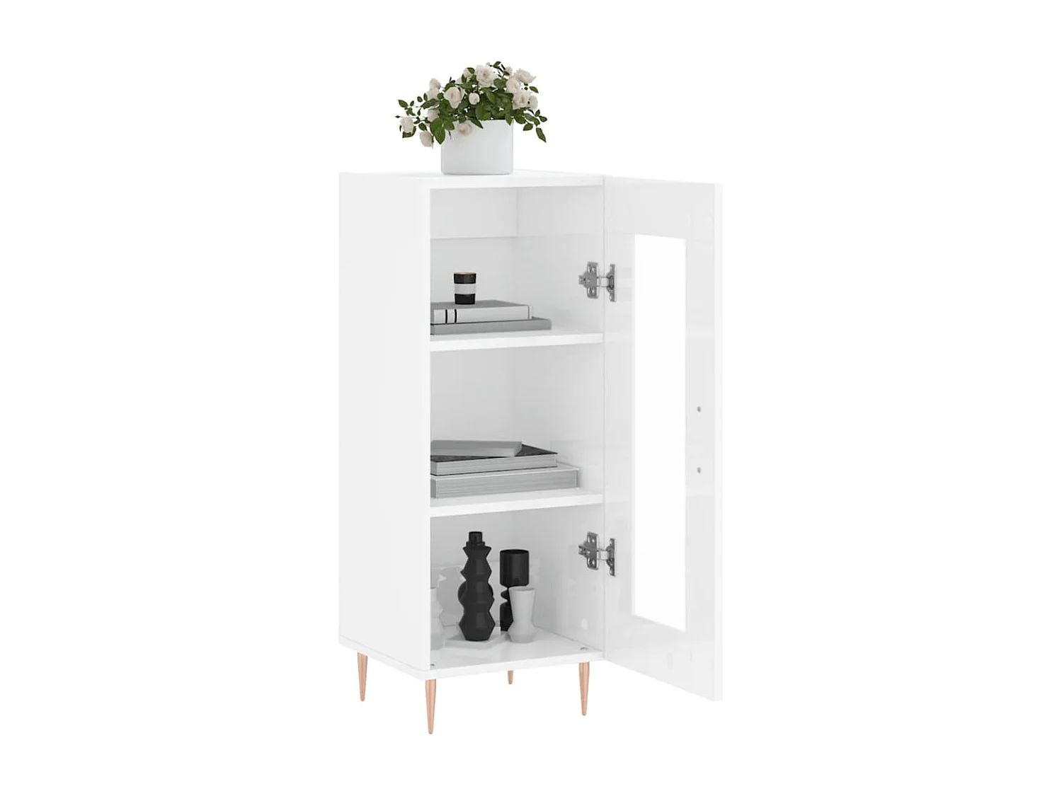 Buffet Blanc brillant 34,5x34x90 cm Bois d'ingénierie
