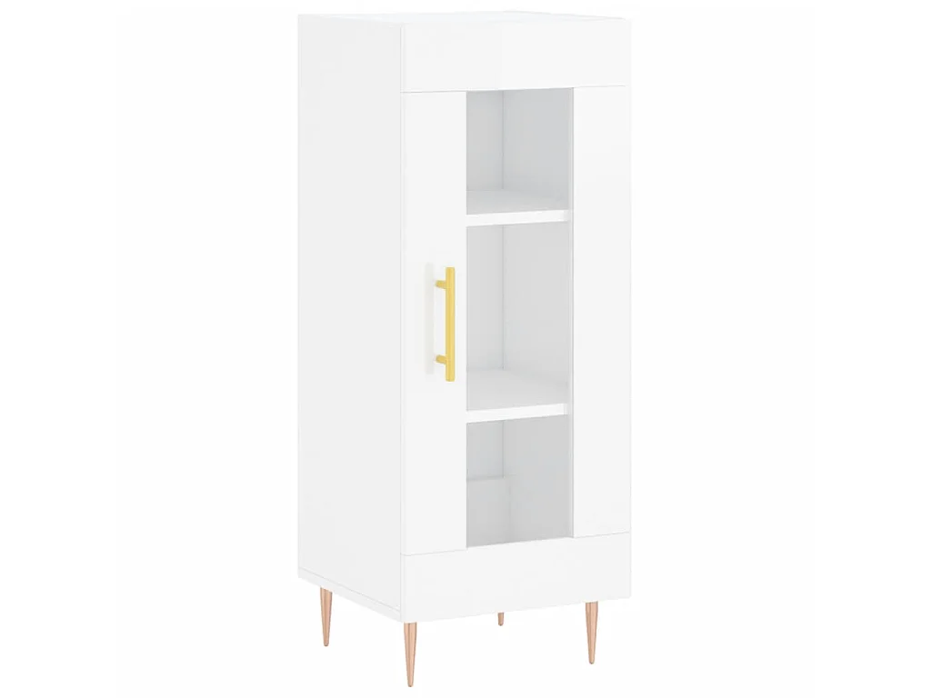 Buffet Blanc brillant 34,5x34x90 cm Bois d'ingénierie