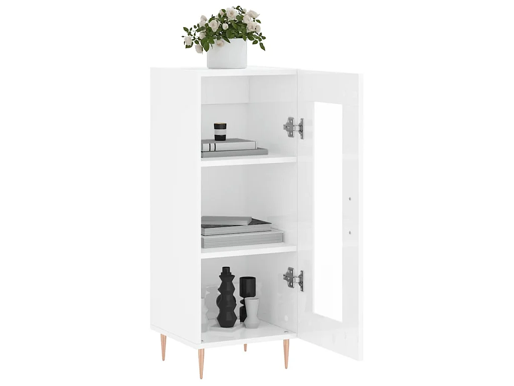 Buffet Blanc brillant 34,5x34x90 cm Bois d'ingénierie