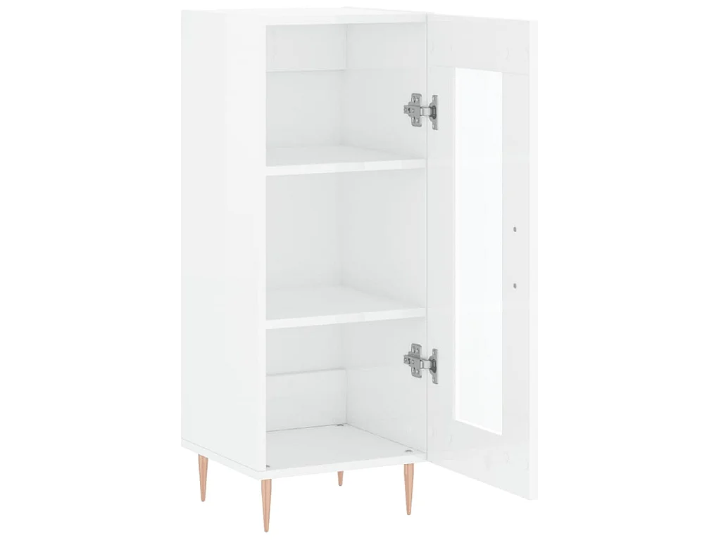 Buffet Blanc brillant 34,5x34x90 cm Bois d'ingénierie