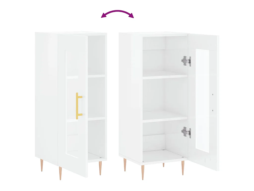 Buffet Blanc brillant 34,5x34x90 cm Bois d'ingénierie