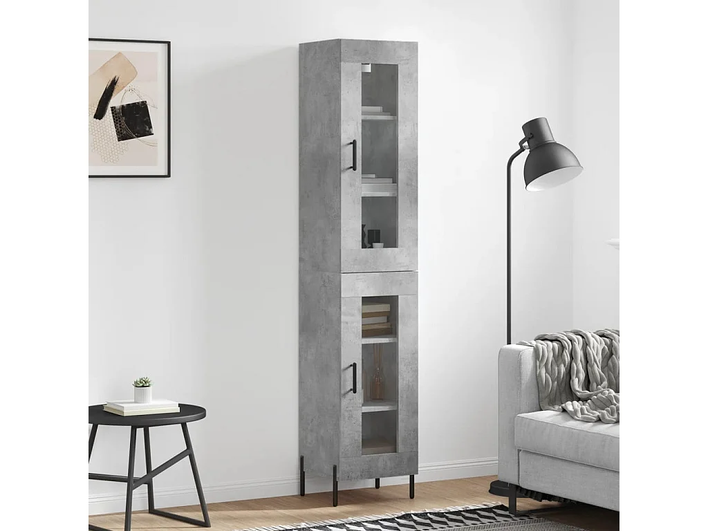 Credenza Grigio Cemento 34,5x34x180 cm in Legno Multistrato