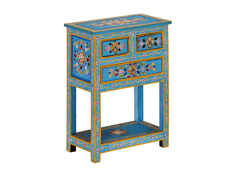Buffet turquoise 55x30x76 cm bois massif de manguier
