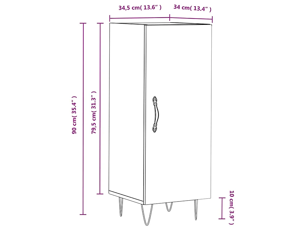 Credenza Grigio Sonoma 34,5x34x90 cm in Legno Multistrato