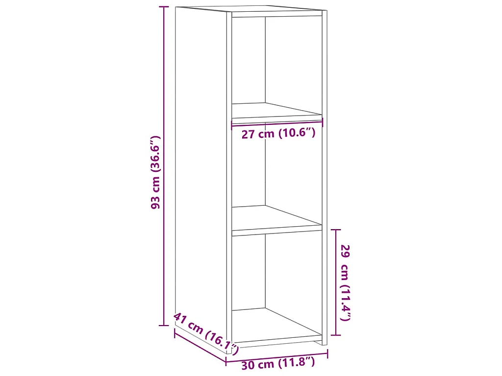 Buffet chêne fumé 30x41x93 cm bois d'ingénierie