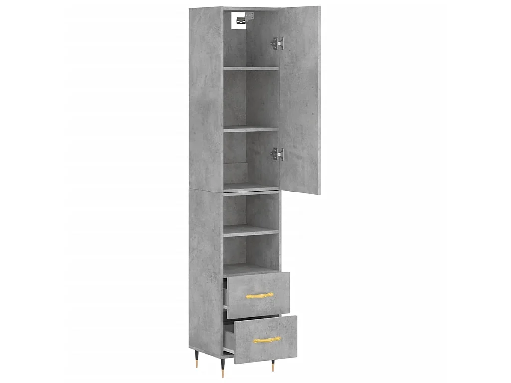 Buffet haut Gris béton 34,5x34x180 cm Bois d'ingénierie
