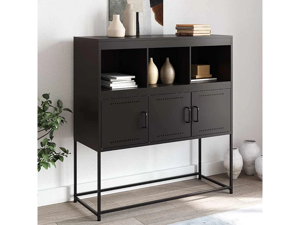 Buffet noir 100,5x39x107 cm acier