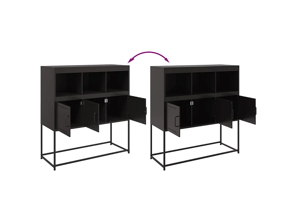 Buffet noir 100,5x39x107 cm acier